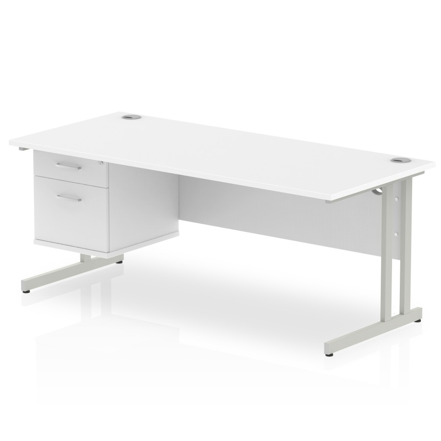 Rayleigh Cantilever Straight Desk with Fixed Pedestal